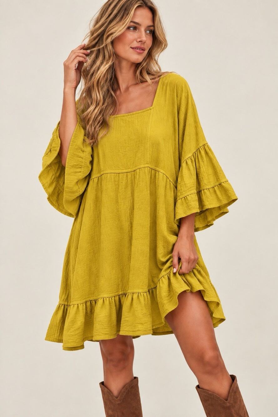 FP Beach Chartreuse Free People Mini Dress Oversized XS fits S/M/L